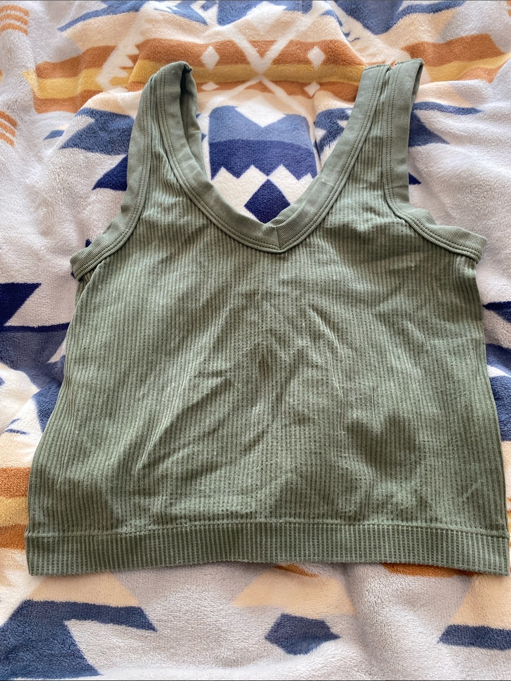 Rue21 Olive Green Ribbed V-Neck Crop Tank